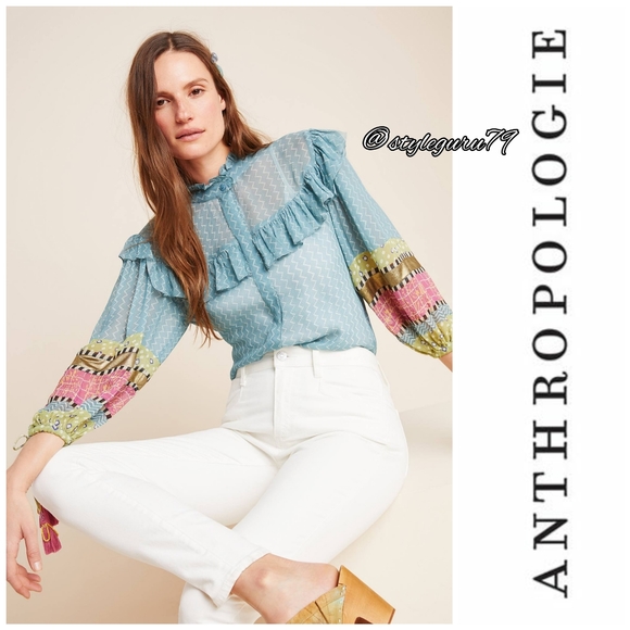 Anthropologie Tops - NWT, Anthropologie, Victoire Sheer Ruffled Blouse